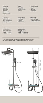 Smart Digital Display Bathroom Shower Set Piano Key Rainlfall Bath Showers System Set Apartment Bathtub Shower Faucet Full Set