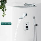 Quyanre Wall Mount Bathroom Rain Waterfall Shower Faucets Set Concealed Chrome Shower System Bathtub Shower Mixer Faucet Tap