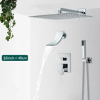Quyanre Wall Mount Bathroom Rain Waterfall Shower Faucets Set Concealed Chrome Shower System Bathtub Shower Mixer Faucet Tap