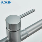 Brushed Gold Pulling Filter Kitchen Pure Faucet Pull Out Two In One Out Water  Mixer Tap 360 Rotation Sink Drink Directly Crane