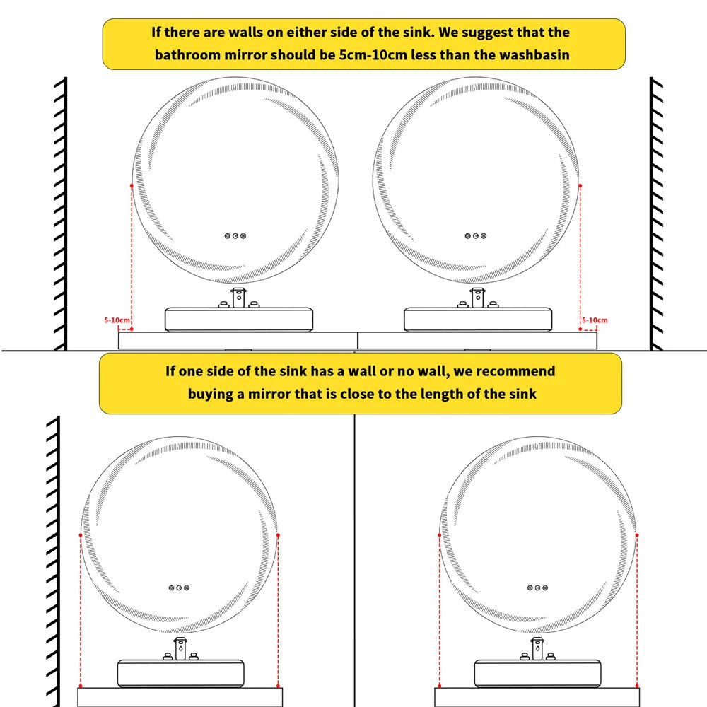 LUVODI Modern LED Bathroom Wall Mirror with Circle Backlight Illuminated Vanity Mirror with Defogging Feature for Bath