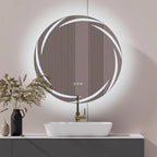 LUVODI Modern LED Bathroom Wall Mirror with Circle Backlight Illuminated Vanity Mirror with Defogging Feature for Bath