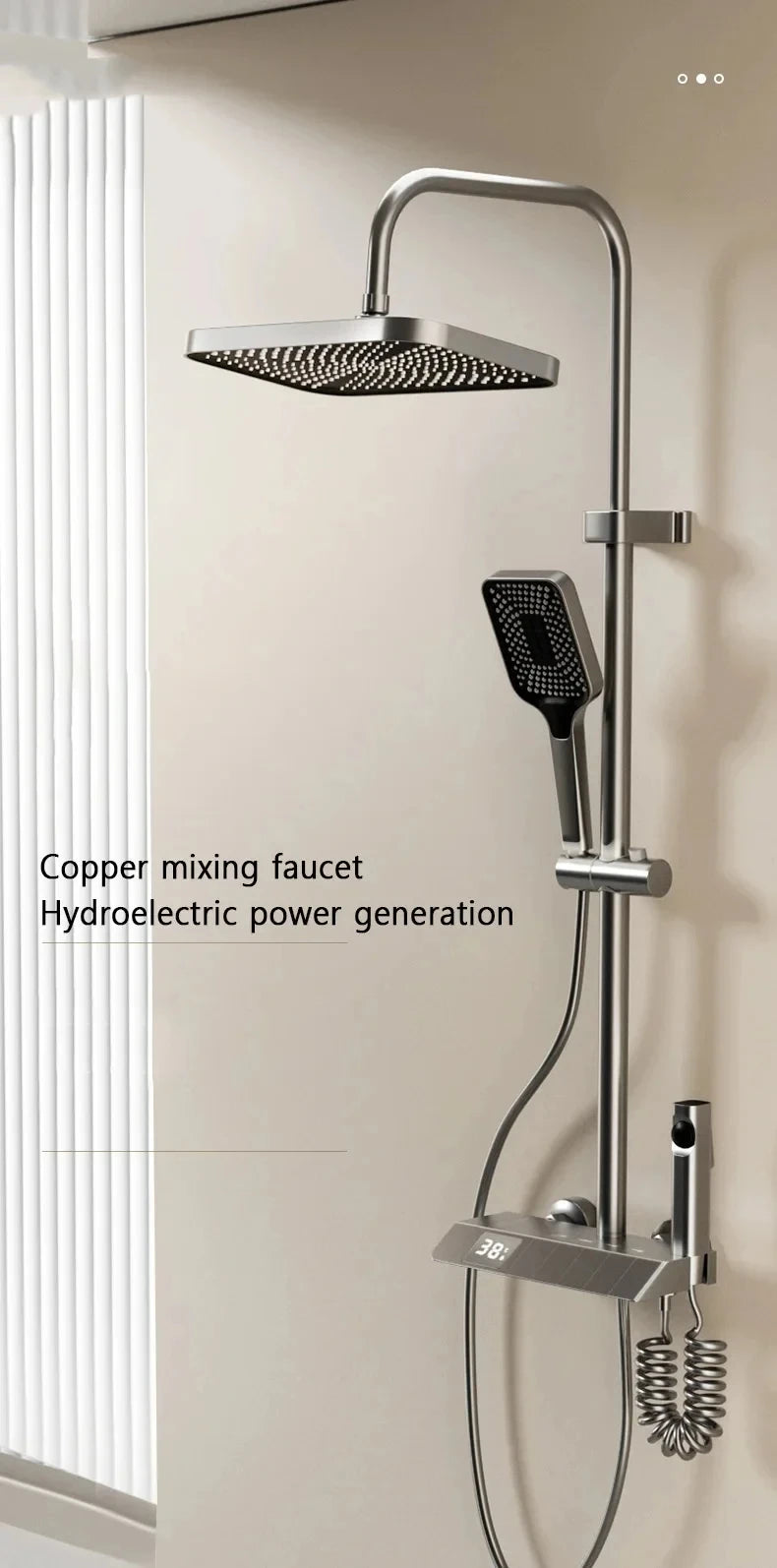 Bathroom Shower Set with LED Display Piano Keys Bath Shower Rain Shower Complete Bathroom Accessories