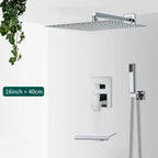 Quyanre Wall Mount Bathroom Rain Waterfall Shower Faucets Set Concealed Chrome Shower System Bathtub Shower Mixer Faucet Tap