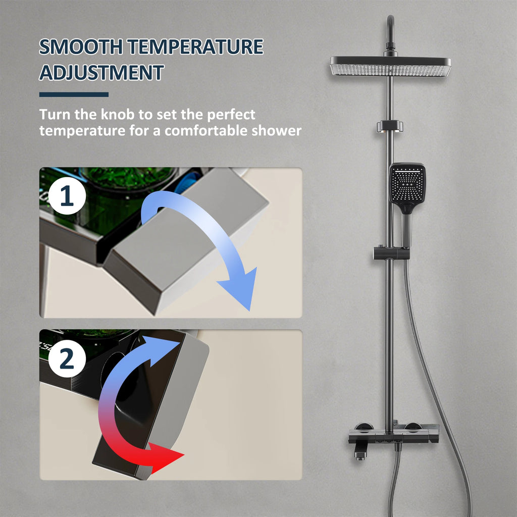 Foldable & Swivel 180° Bathroom Faucet Set with Shower Column and Shower Head - Complete Wash Basin and Shower System