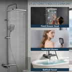 Foldable & Swivel 180° Bathroom Faucet Set with Shower Column and Shower Head - Complete Wash Basin and Shower System