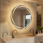 LUVODI Modern LED Bathroom Wall Mirror with Circle Backlight Illuminated Vanity Mirror with Defogging Feature for Bath