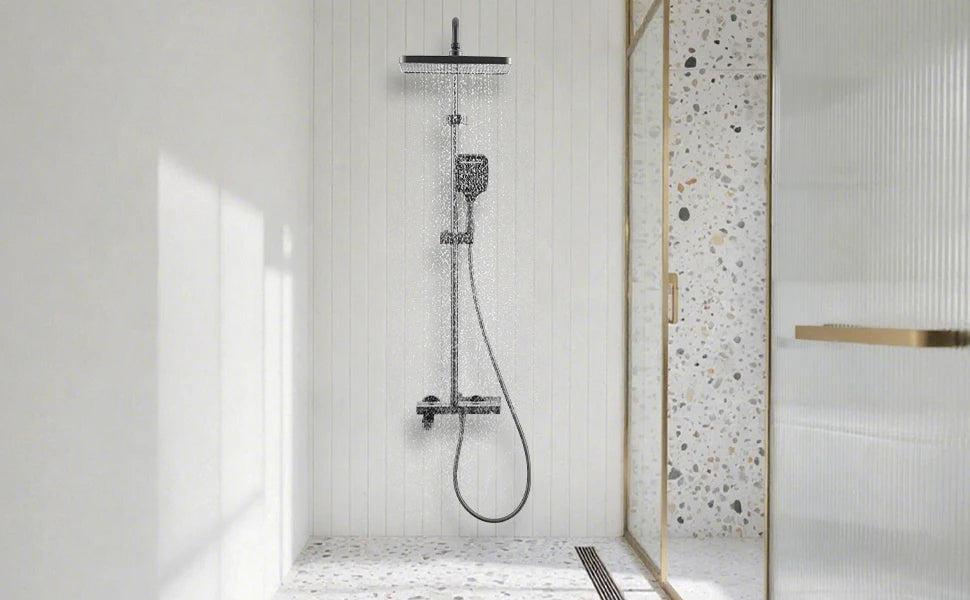 Foldable & Swivel 180° Bathroom Faucet Set with Shower Column and Shower Head - Complete Wash Basin and Shower System